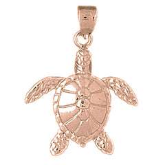 10K, 14K or 18K Gold Turtles Pendant