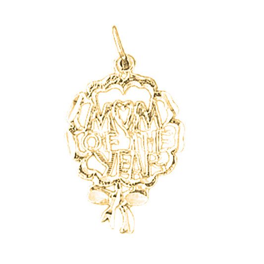 14K or 18K Gold Best Mom Pendant