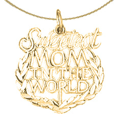 14K or 18K Gold Best Mom Pendant