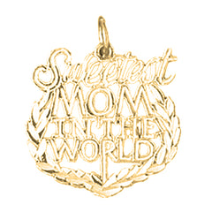 14K or 18K Gold Best Mom Pendant