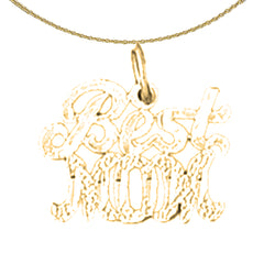 14K or 18K Gold Best Mom Pendant