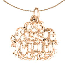 14K or 18K Gold Best Mom Pendant