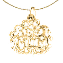 14K or 18K Gold Best Mom Pendant