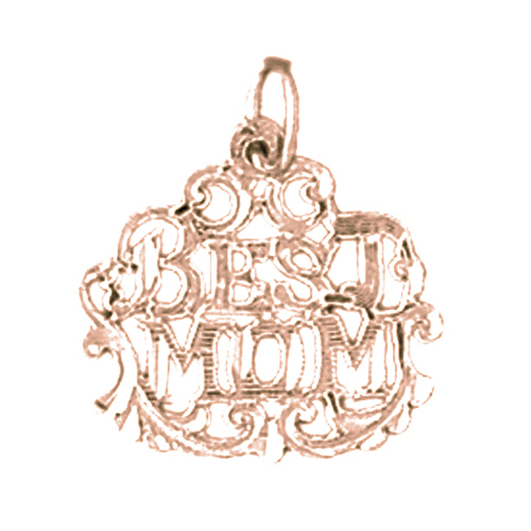 14K or 18K Gold Best Mom Pendant