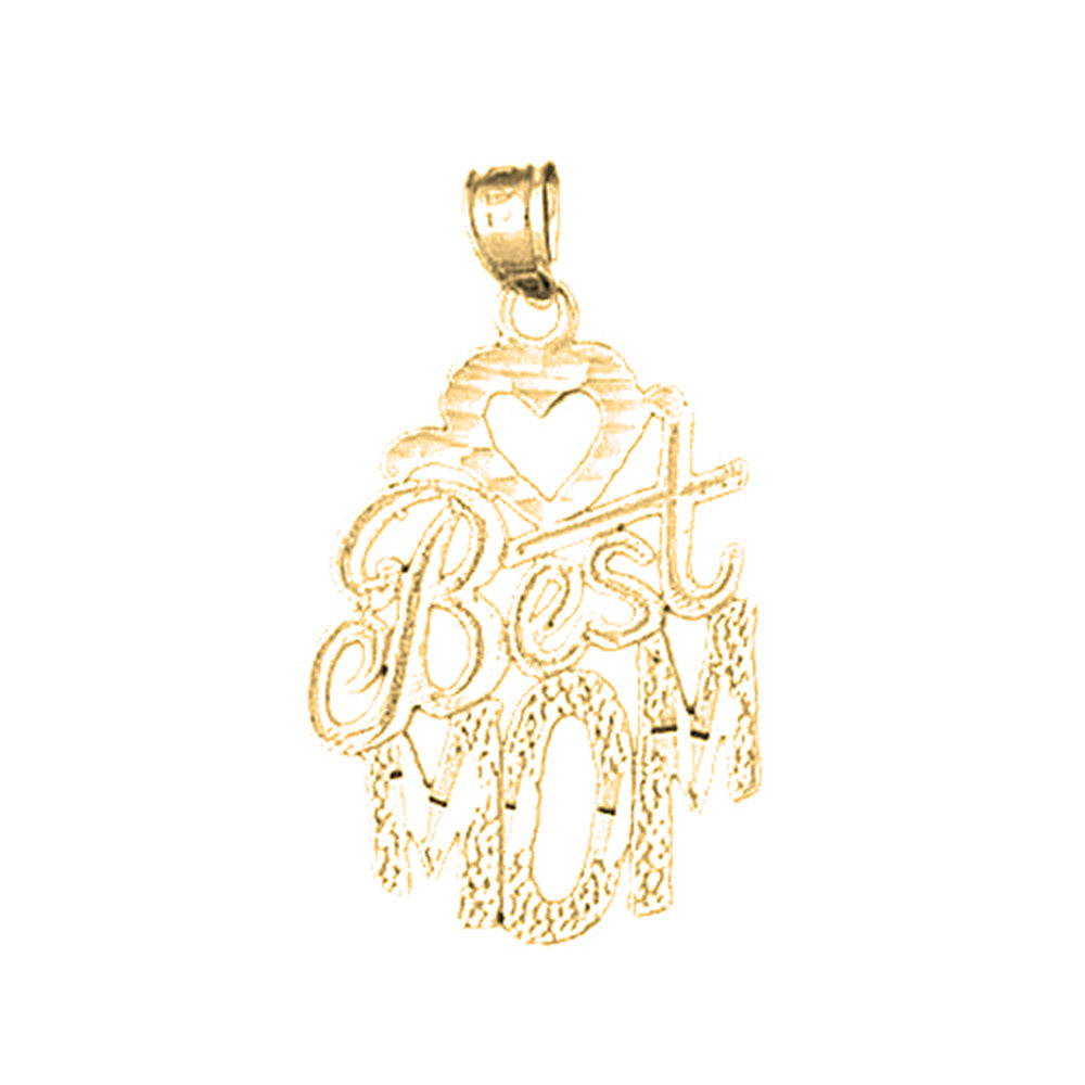 14K or 18K Gold Best Mom Pendant