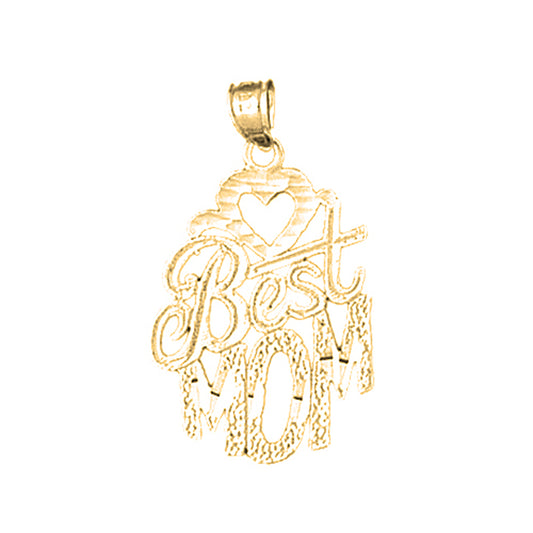 14K or 18K Gold Best Mom Pendant