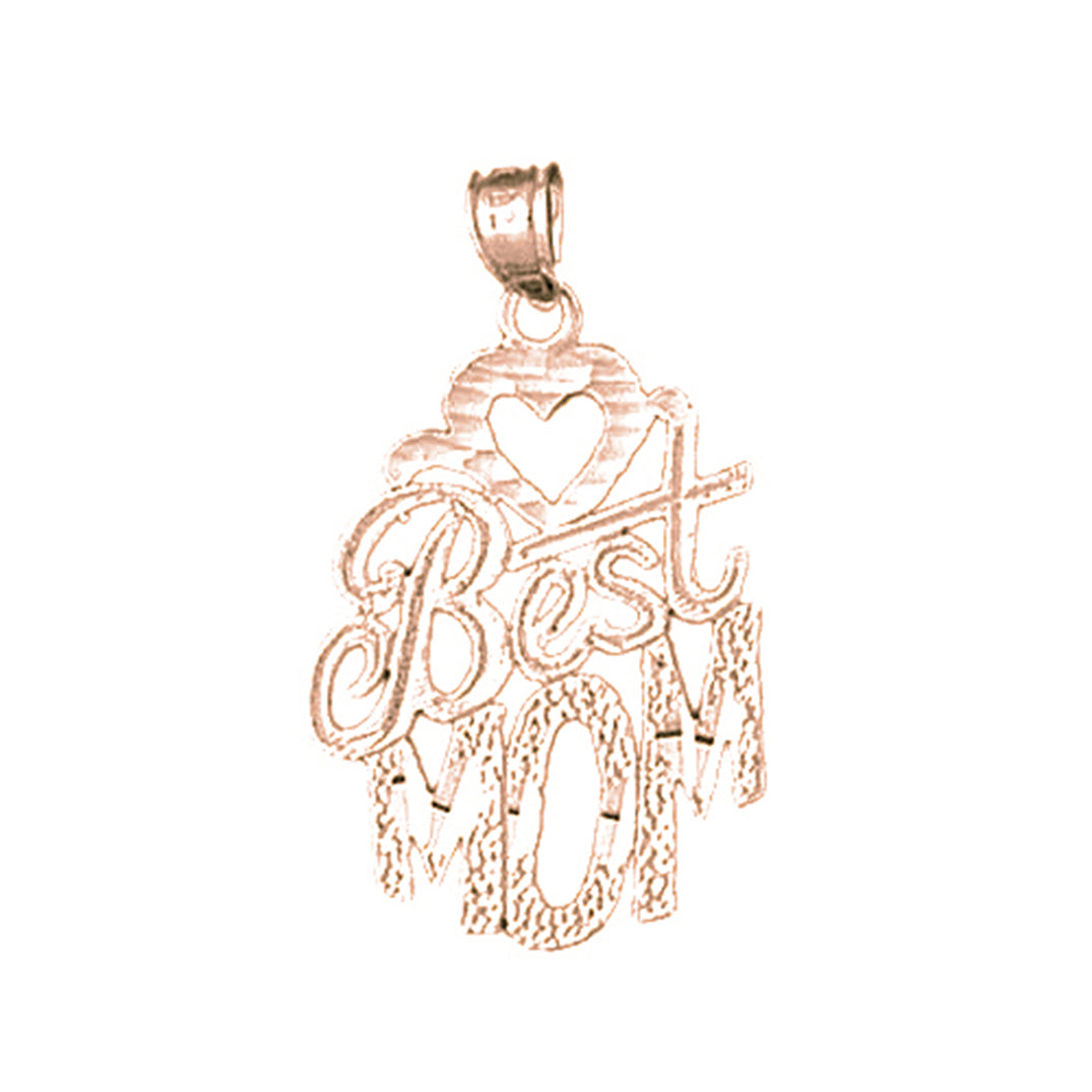 14K or 18K Gold Best Mom Pendant