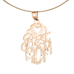 14K or 18K Gold Best Mom Pendant