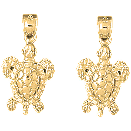 Yellow Gold-plated Silver 27mm Turtles Earrings