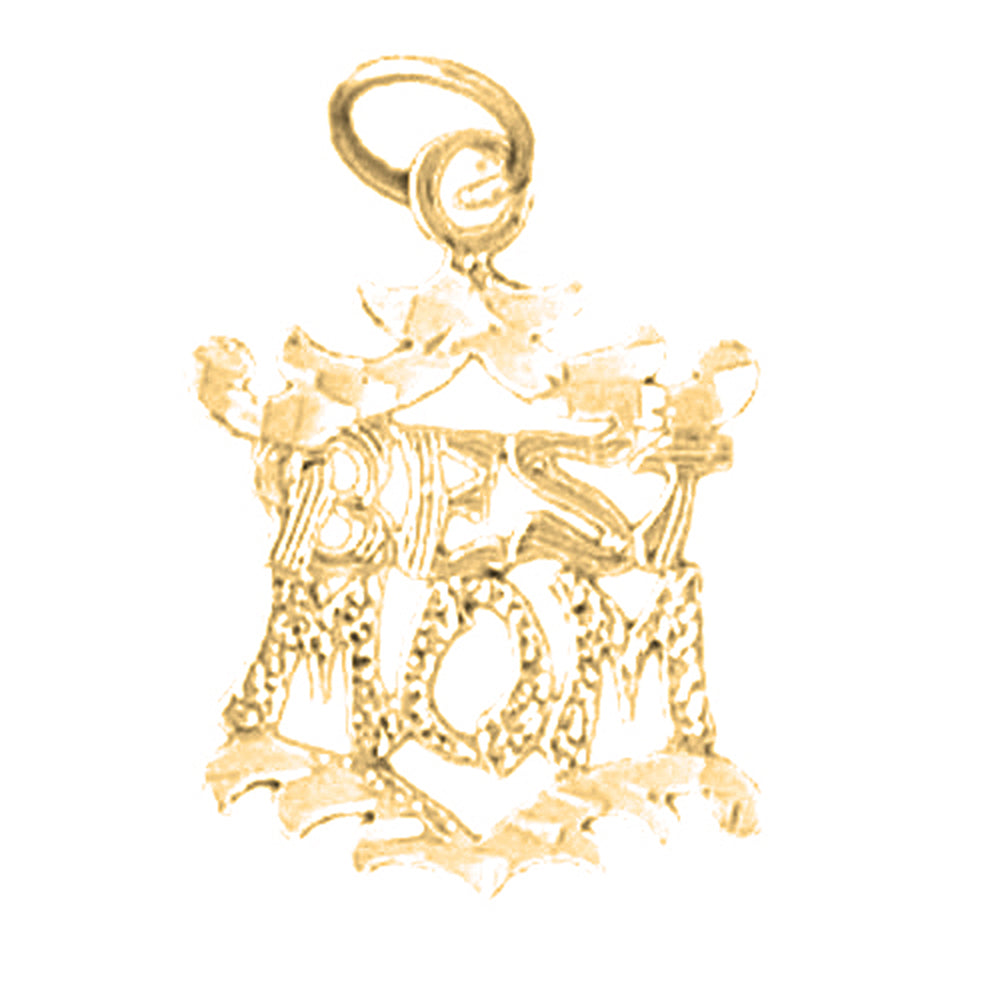 14K or 18K Gold Best Mom Pendant