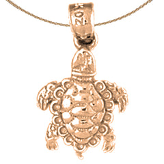 10K, 14K or 18K Gold Turtles 3D Pendant