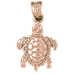 10K, 14K or 18K Gold Turtles 3D Pendant