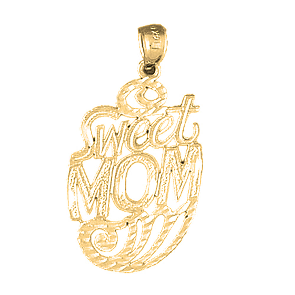 10K, 14K or 18K Gold Sweet Mom Pendant