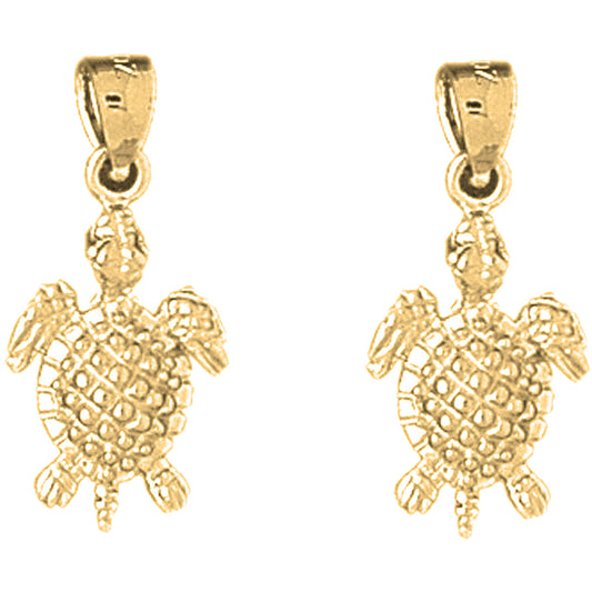 Yellow Gold-plated Silver 25mm Turtles Earrings