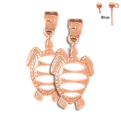 Pendientes Tortugas de Oro de 14K o 18K de 24mm