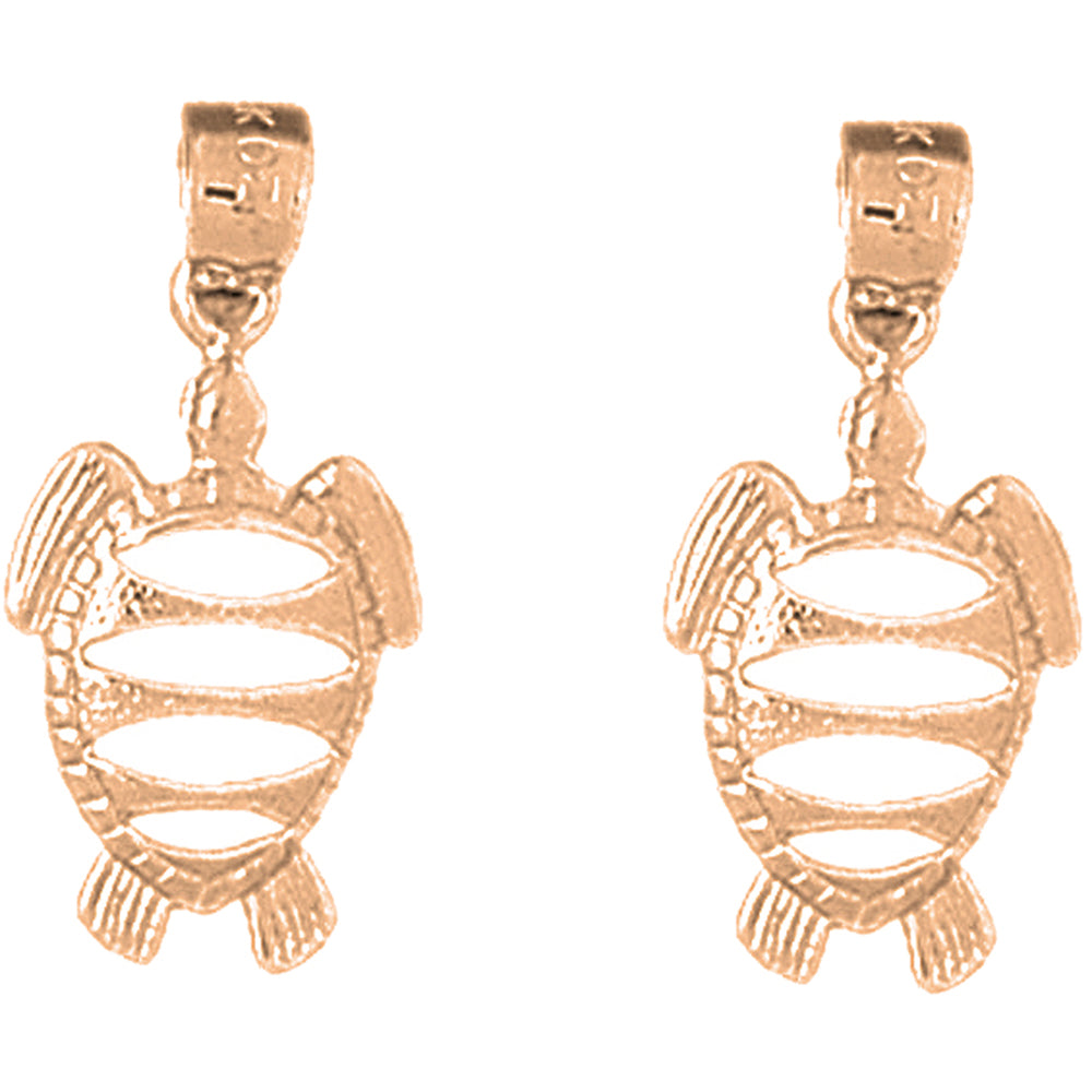 14K or 18K Gold 24mm Turtles Earrings