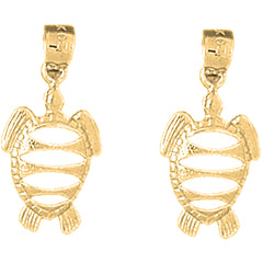Yellow Gold-plated Silver 24mm Turtles Earrings