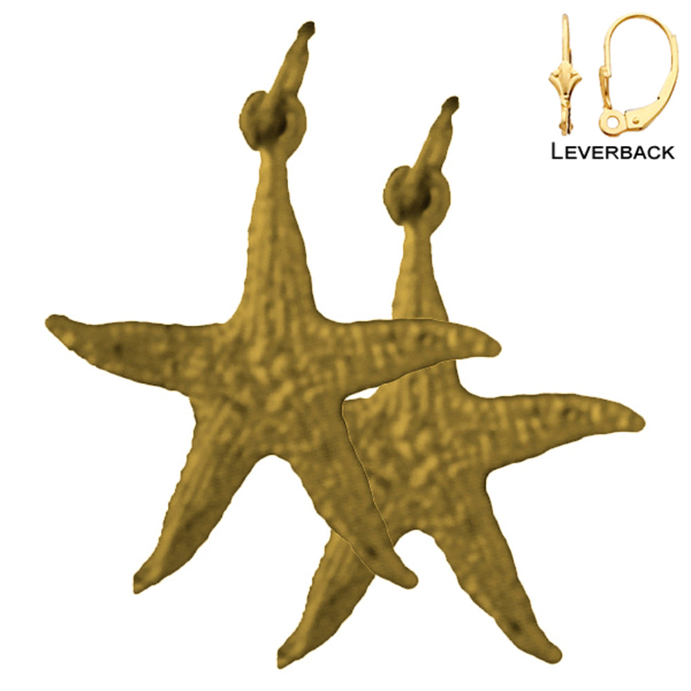 Pendientes de estrella de mar de oro de 14 quilates o 18 quilates de 23 mm