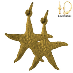 Sterling Silver 23mm Starfish Earrings (White or Yellow Gold Plated)
