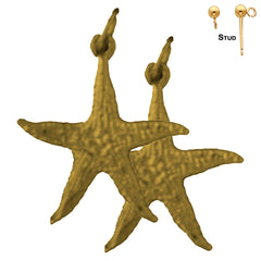 Sterling Silver 23mm Starfish Earrings (White or Yellow Gold Plated)