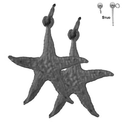 Sterling Silver 23mm Starfish Earrings (White or Yellow Gold Plated)