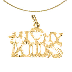 14K or 18K Gold I Love My Kids Pendant