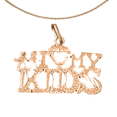 14K or 18K Gold I Love My Kids Pendant