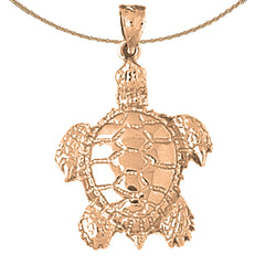 10K, 14K or 18K Gold Turtles Pendant