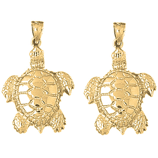 Yellow Gold-plated Silver 33mm Turtles Earrings