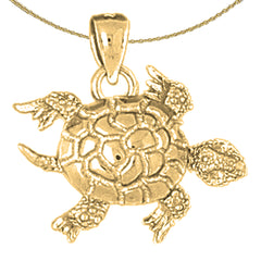 Beweglicher 3D-Anhänger „Schildkröten“ aus 10 Karat, 14 Karat oder 18 Karat Gold