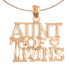 Colgante de tía de gemelos de oro de 14 quilates o 18 quilates