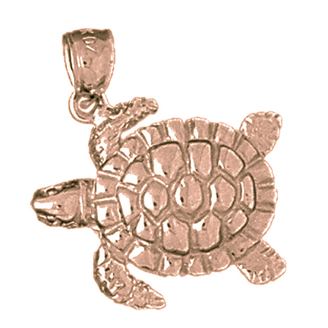 10K, 14K or 18K Gold Turtles Pendant