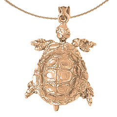 Colgante móvil 3D de tortugas de oro de 10K, 14K o 18K