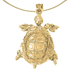 10K, 14K or 18K Gold Turtles 3D Moveable Pendant