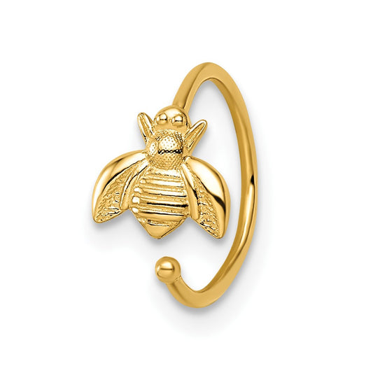 14K Yellow Gold 18 Gauge Bumble Bee Nose Ring Ear Cuff