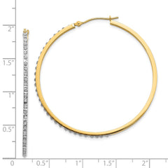 14K Yellow Gold Diamond Fascination Large Round Hinged Hoop Earrings