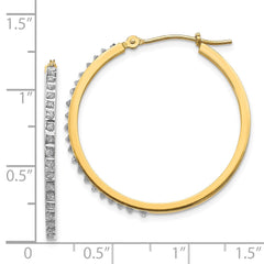 14K Yellow Gold Diamond Fascination Round Hinged Hoop Earrings