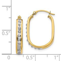 14K Yellow Gold Diamond Fascination Squared Hinged Hoop Earrings