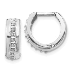 14K White Gold Diamond Fascination Round Huggy Hoop Earrings