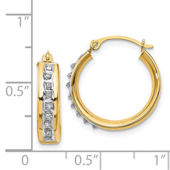 14K Yellow Gold Diamond Fascination Round Hoop Earrings