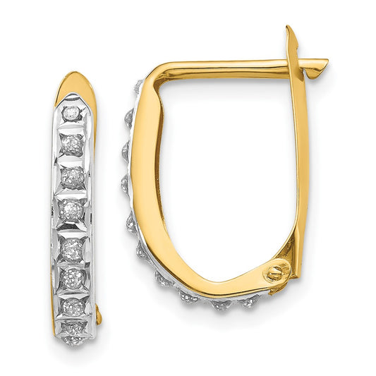 14K Yellow Gold Diamond Fascination Hinged Hoop Earrings