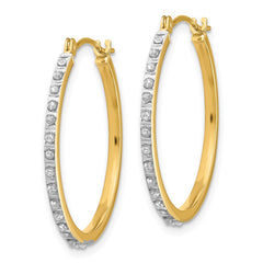 14K Yellow Gold Diamond Fascination Round Hinged Hoop Earrings