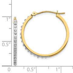 14K Yellow Gold Diamond Fascination Round Hinged Hoop Earrings