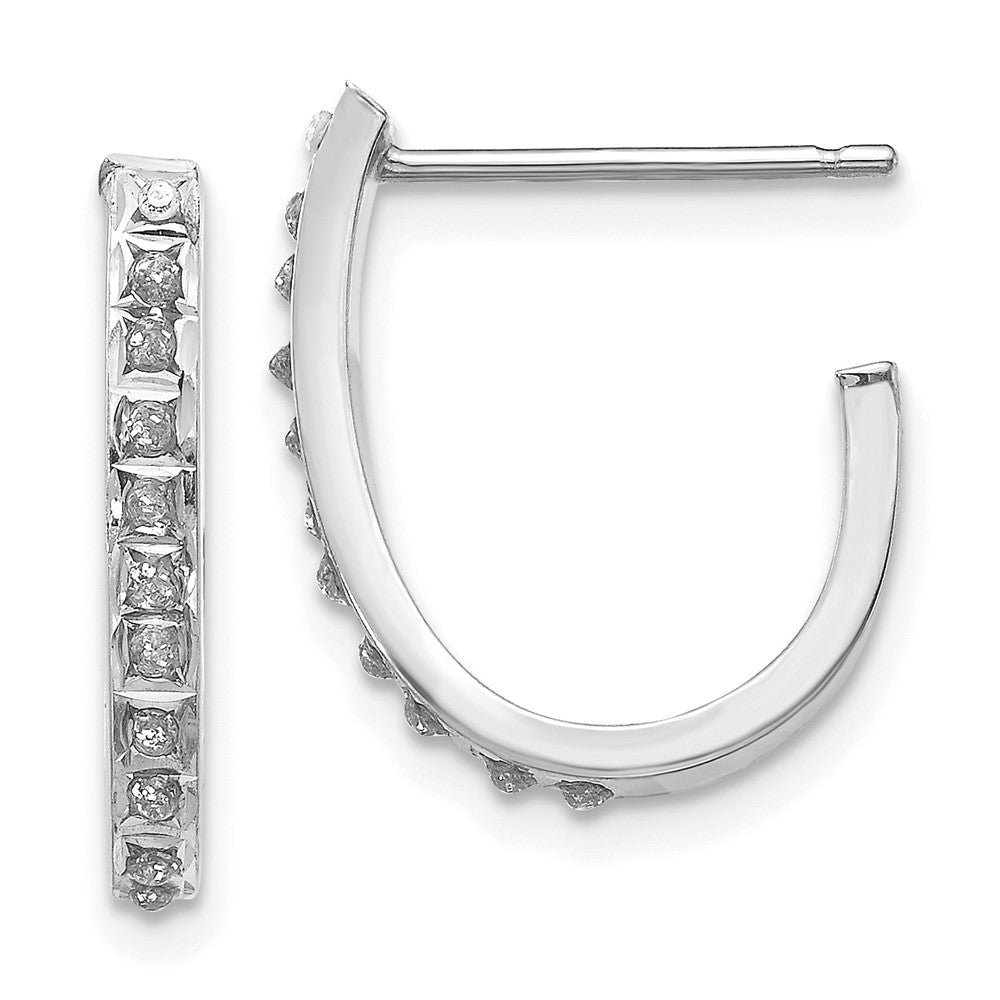 14K White Gold Diamond Fascination Hoop Earrings