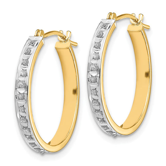 14K Yellow Gold Diamond Fascination Round Hinged Hoop Earrings