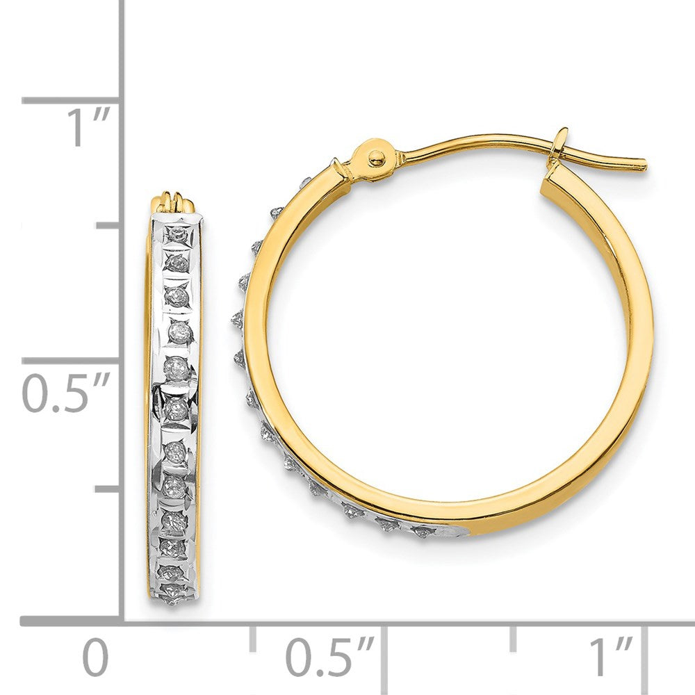 14K Yellow Gold Diamond Fascination Round Hinged Hoop Earrings