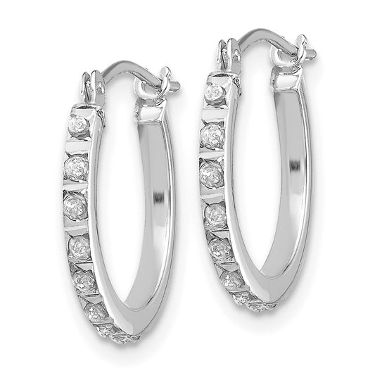 14K White Gold Diamond Fascination Hinged Hoop Earrings