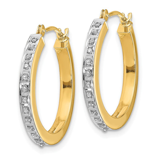 14K Yellow Gold Diamond Fascination Round Hinged Hoop Earrings