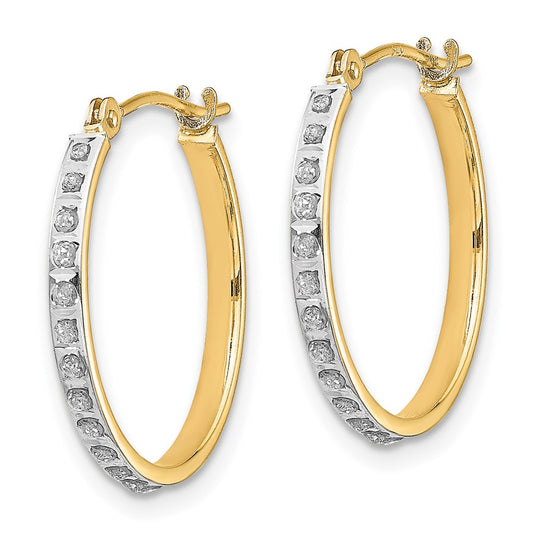 14K Yellow Gold Diamond Fascination Round Hinged Hoop Earrings