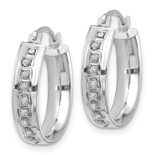 14K White Gold Diamond Fascination Round Hoop Earrings